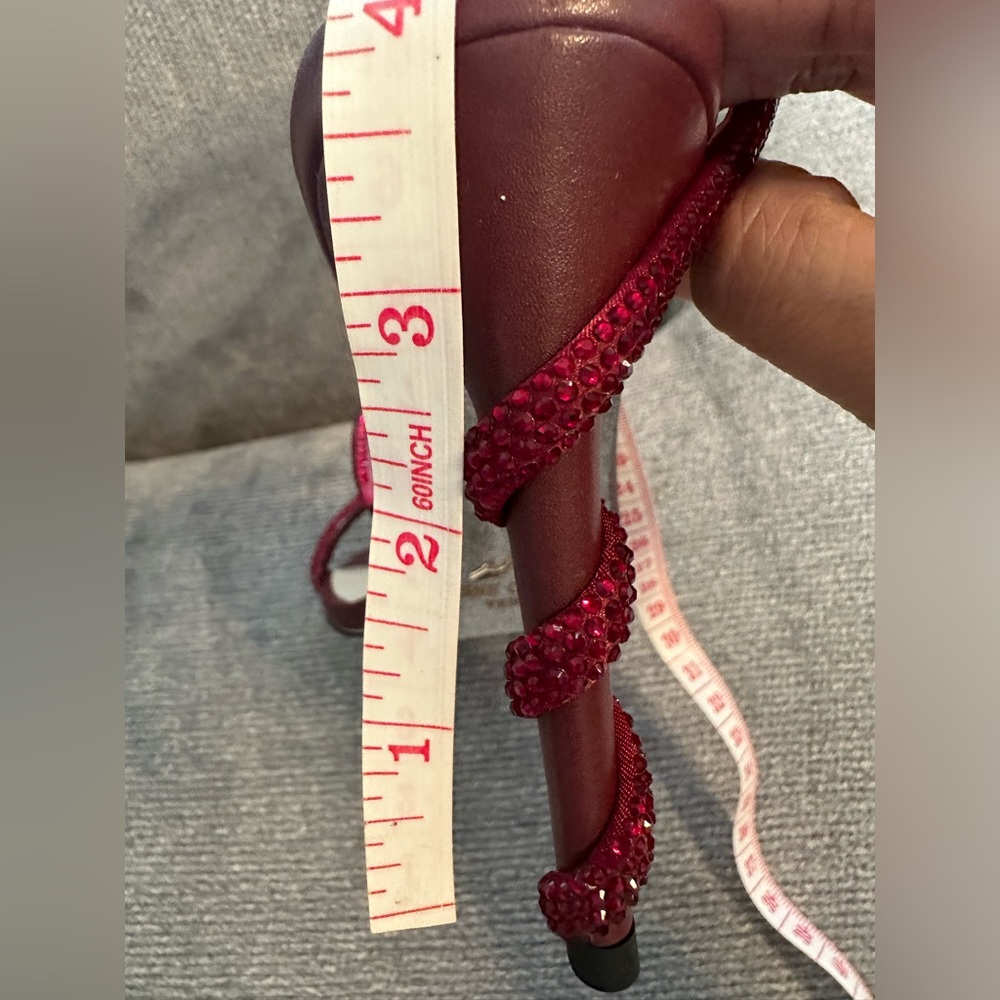 Rene Caovilla Burgundy Red Strappy Crystal Wrap Sandals - Picture 11 of 16